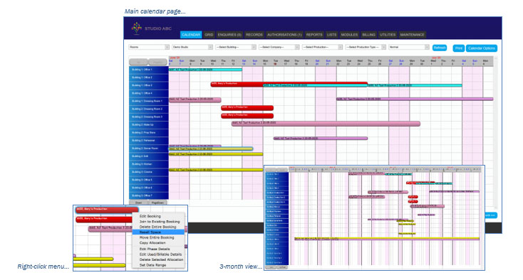 Screenshot of Studio Booking Calendar Software